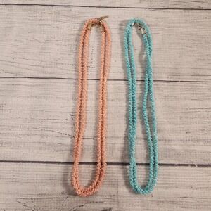 Nine West Beaded Necklace Set 2 Piece Peach and Light Blue Seed Bead Rope